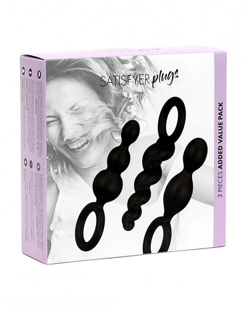 Satisfyer Plugs Black Anal Toy Set (Set of 3) – Booty Call, max diameter 3 cm