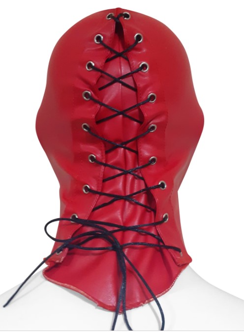 Open mouth and nose pvc bondage hood