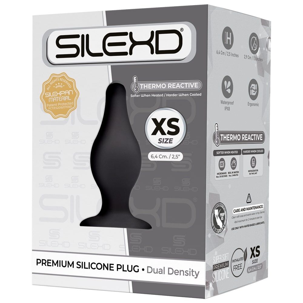 SilexD Anal Plug (Model 2 Size XS), Dual-Layer Silicone + Silexpan, Diameter 2.9 cm