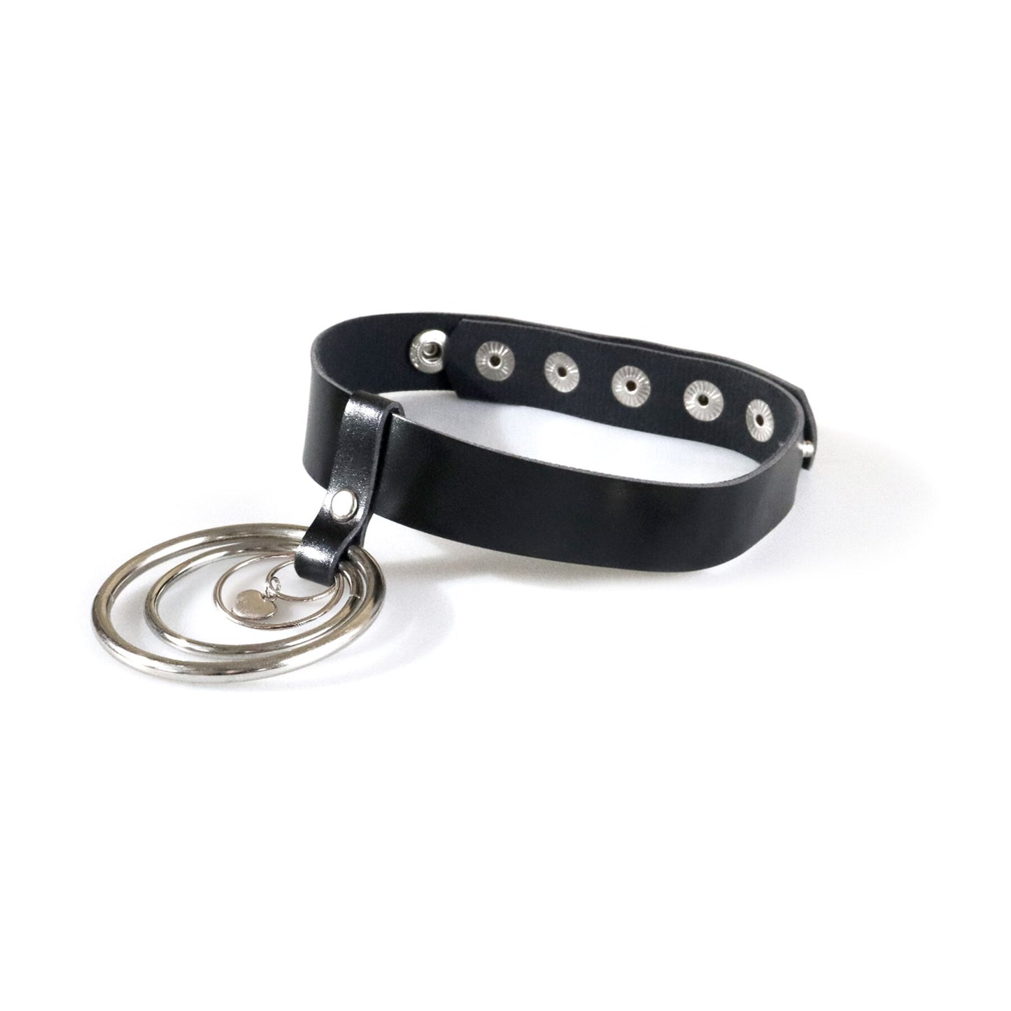 Art of Sex - Triada Leather Choker with Three Metal Rings