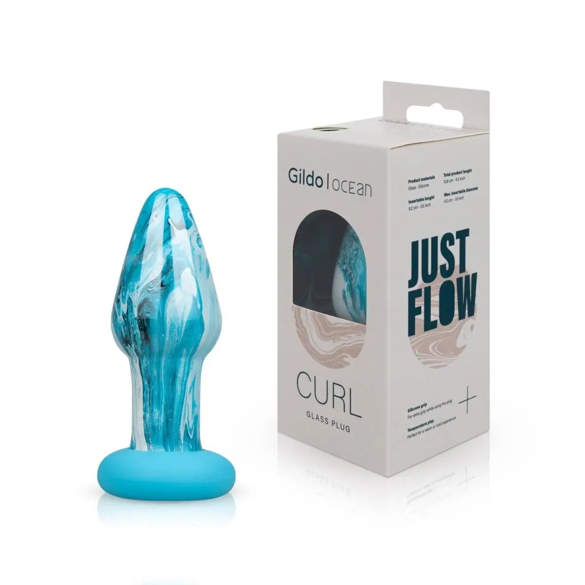Glass Anal Plug Gildo Ocean Curl, max diameter 4 cm
