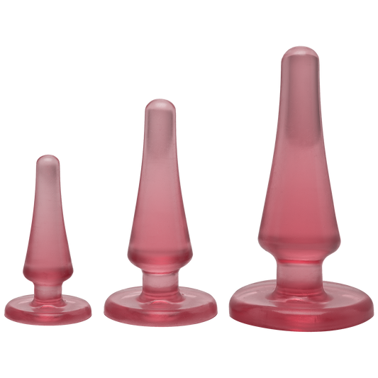 Doc Johnson Crystal Jellies Anal Plug Set – Pink, max diameters 2 cm – 3 cm – 4 cm