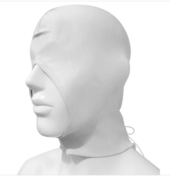 Open mouth and nose pvc bondage hood