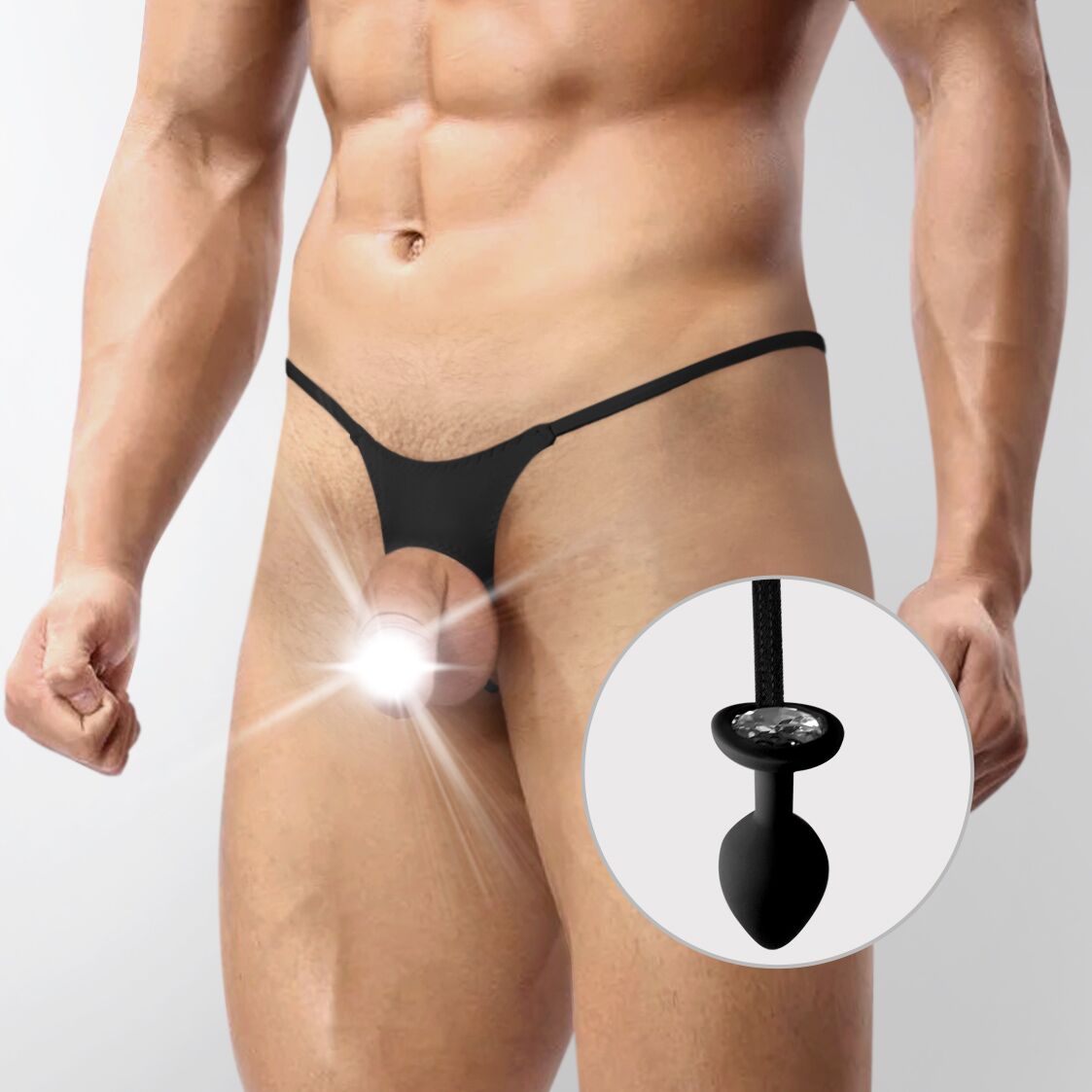 Men's underwear XS-2XL with silicone anal plug Art of Sex - Joni plug L Black