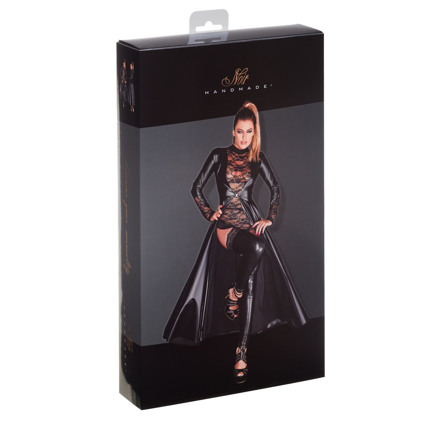 Noir Handmade F128C Powerwetlook Gown Coat – Rule the Room, Own the Night Size L