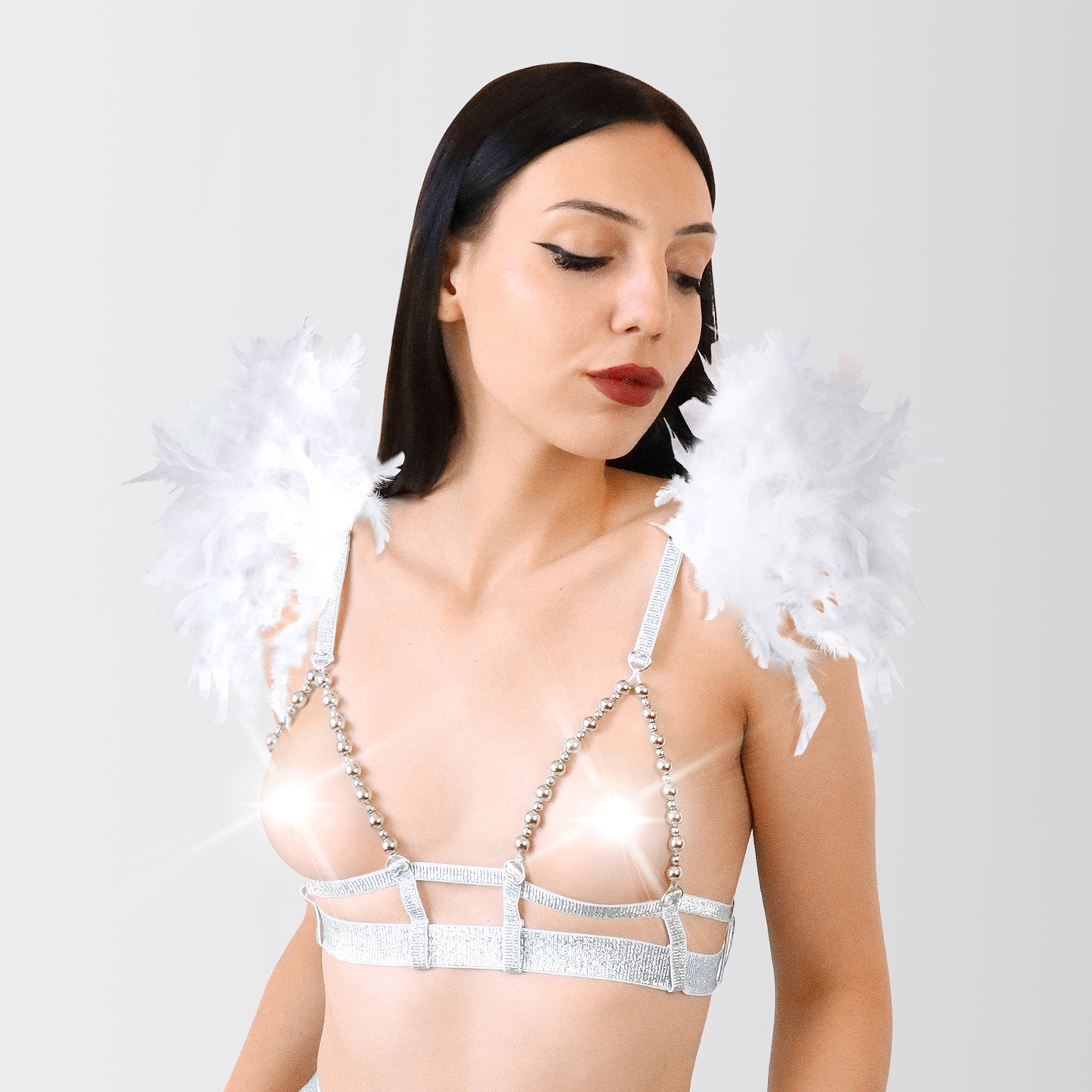 Angel open crotch lingerie set