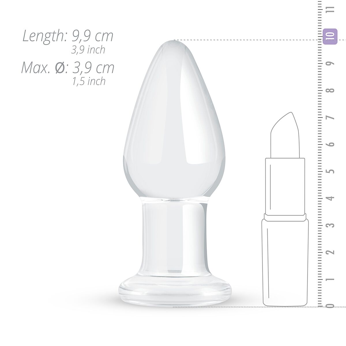 Glass anal plug Gildo Glass Buttplug No. 24, ⌀3.9 cm