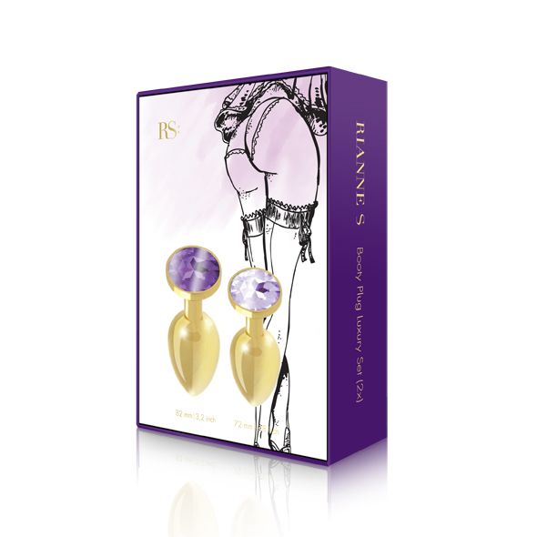 RIANNE S Booty Plug Luxury Set – Metal Anal Plug Set with Crystal, diameters 3 cm and 3.5 cm