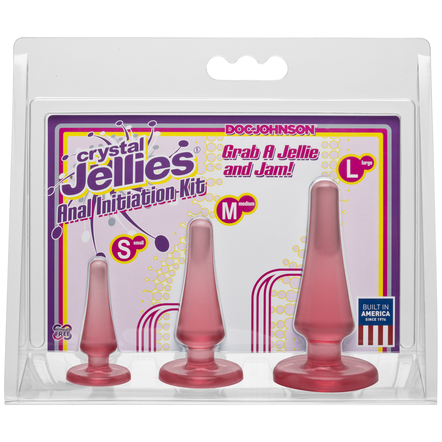 Doc Johnson Crystal Jellies Anal Plug Set – Pink, max diameters 2 cm – 3 cm – 4 cm