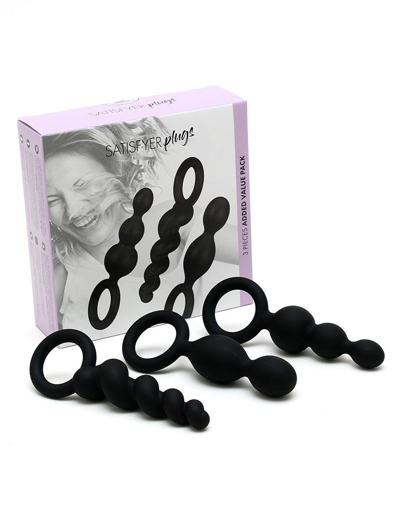 Satisfyer Plugs Black Anal Toy Set (Set of 3) – Booty Call, max diameter 3 cm