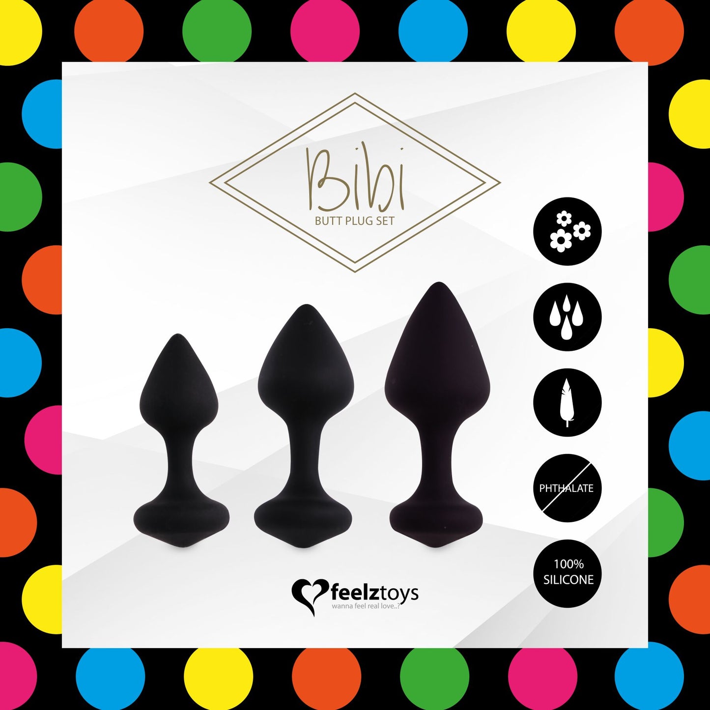 FeelzToys Silicone Anal Plug Set – Bibi Butt Plug Set 3 pcs Black