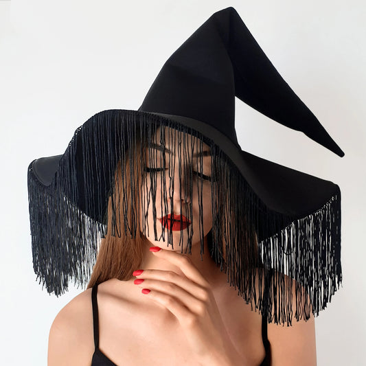 Halloween witch hat with fringe