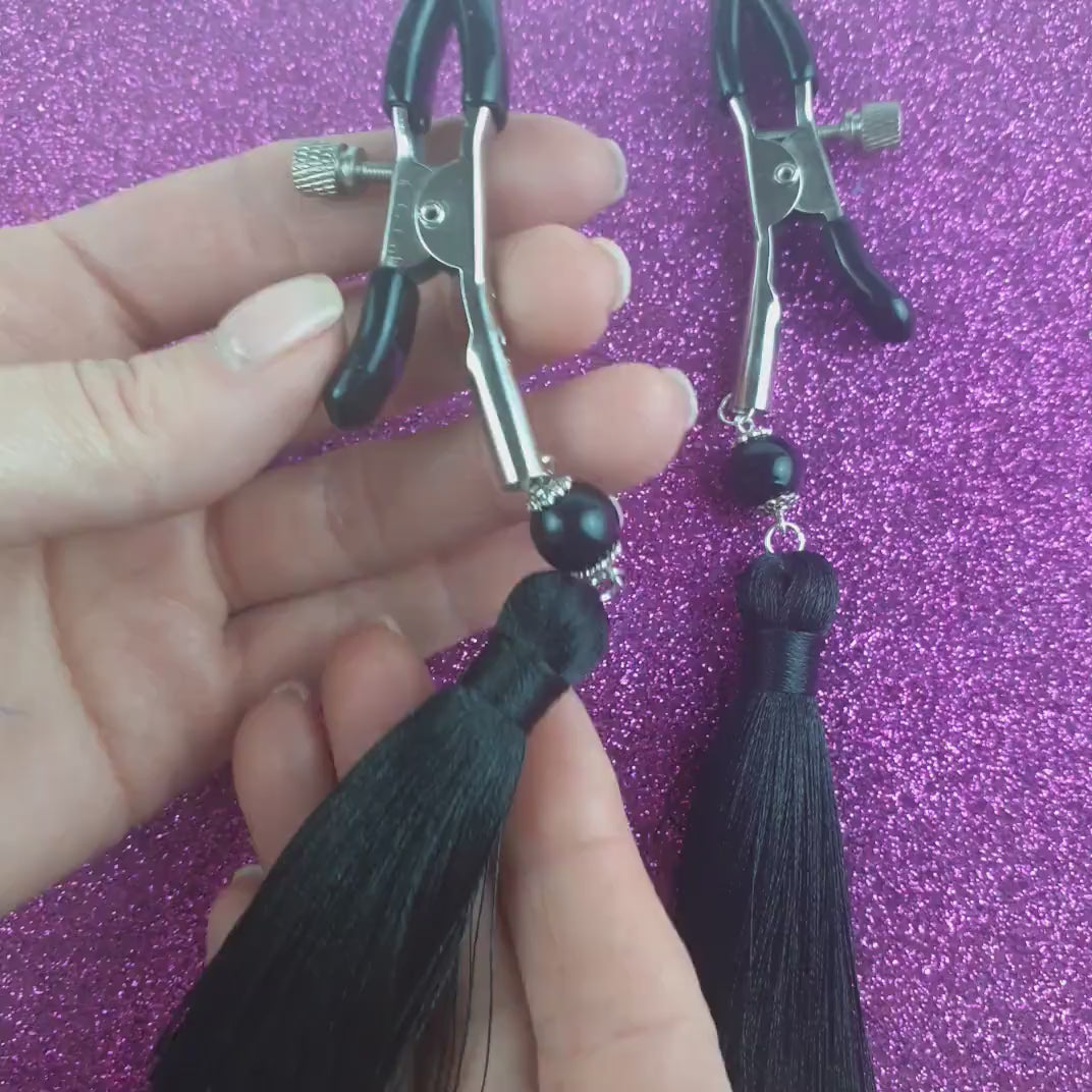 Nipple clamps Black tassels